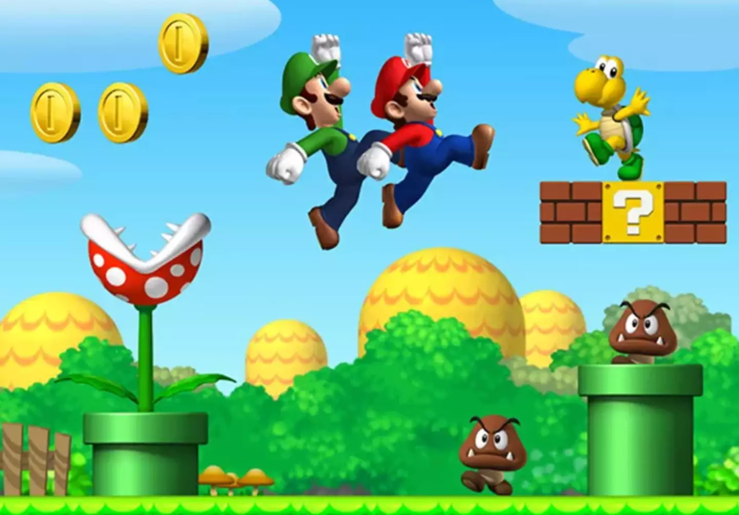 Mario can use mushrooms to help level up.