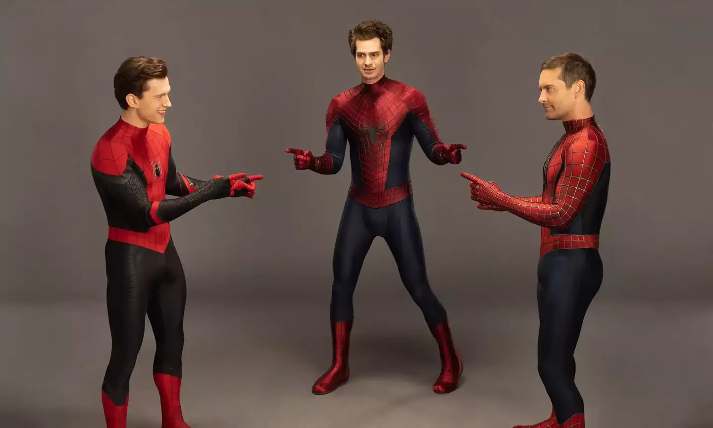 The trio bonded over their recreation of the iconic Spiderman pointing meme.