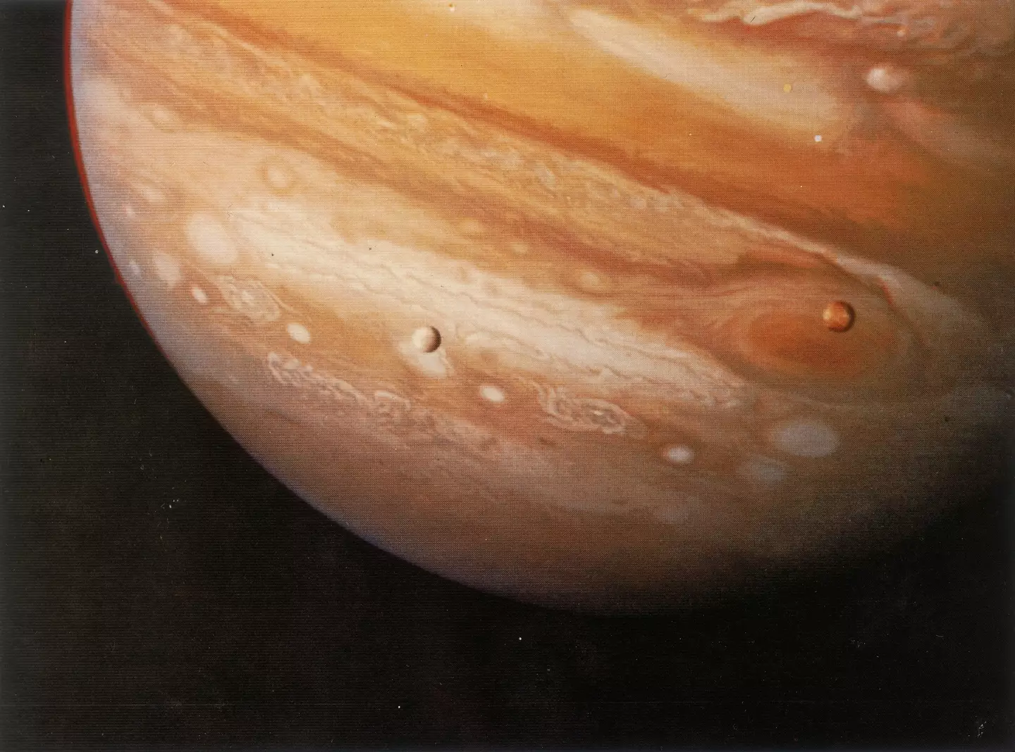 A photo of Jupiter taken by Voyager.