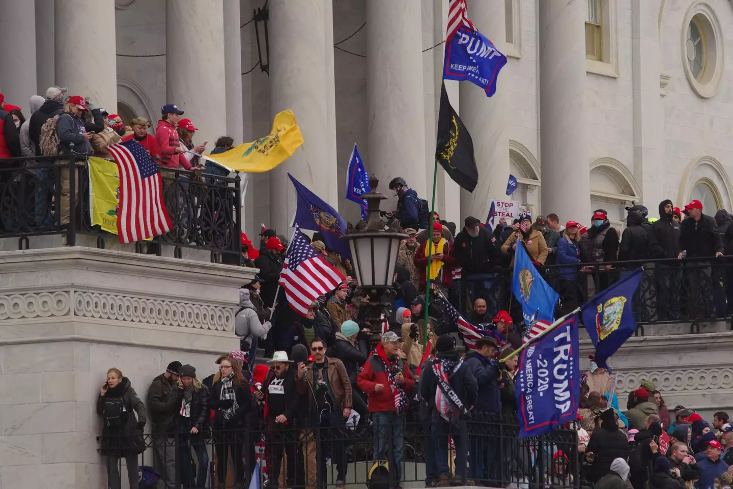 Trump supporters occupy the east front of the US Capitol during the riots.