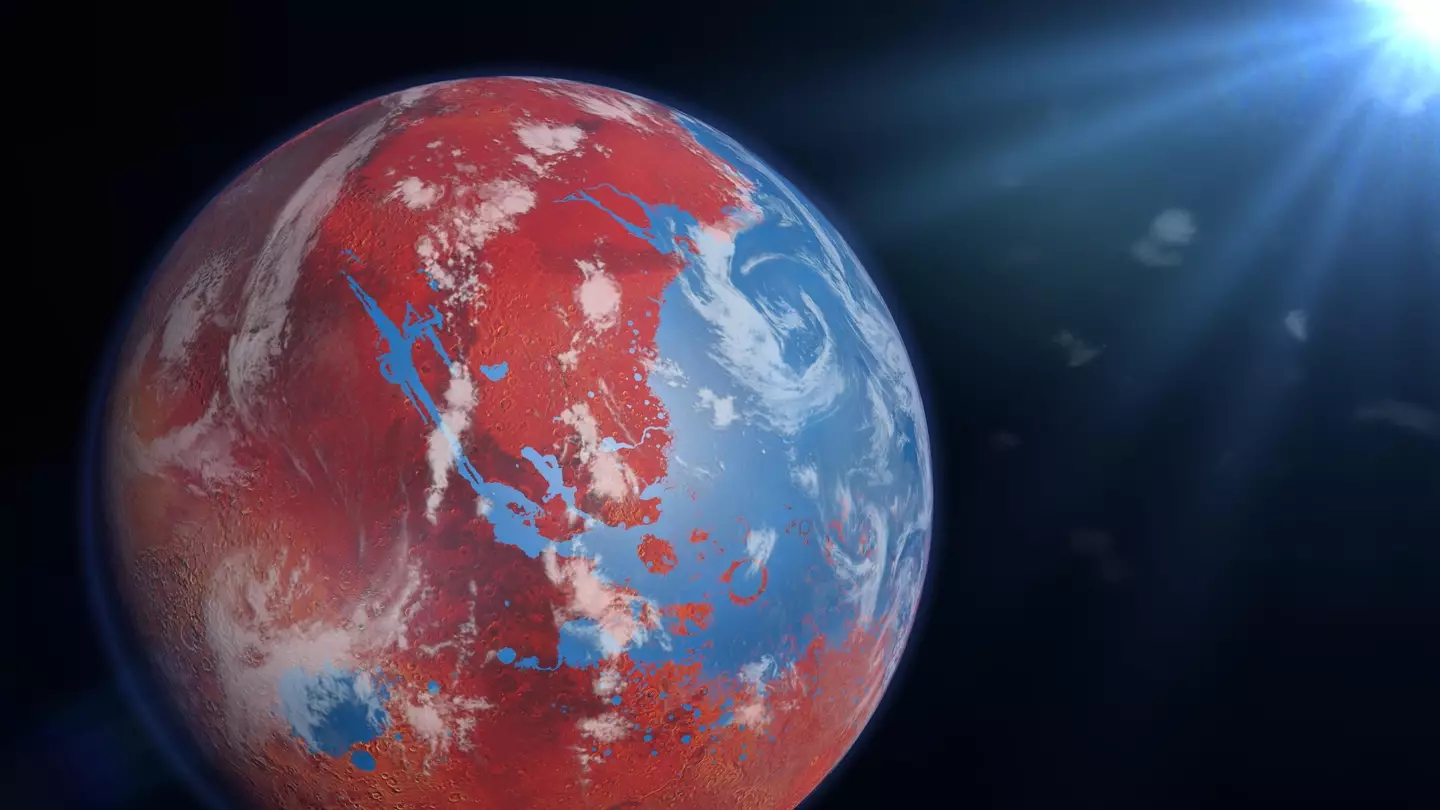 What an ancient Mars may have looked like with surface water.