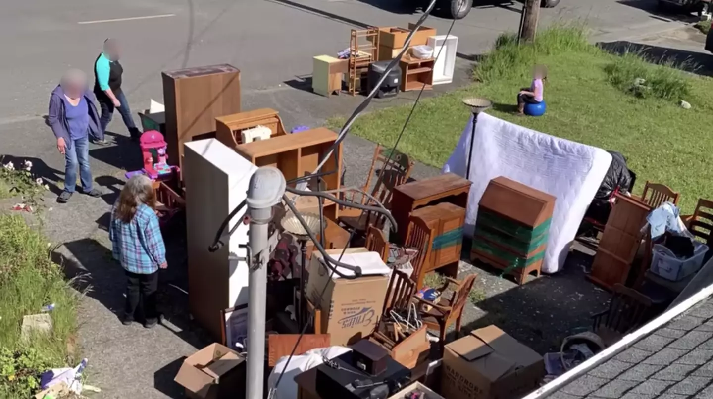 The garden was full of furniture brought by the squatters. (YouTube/@handymanassoc)