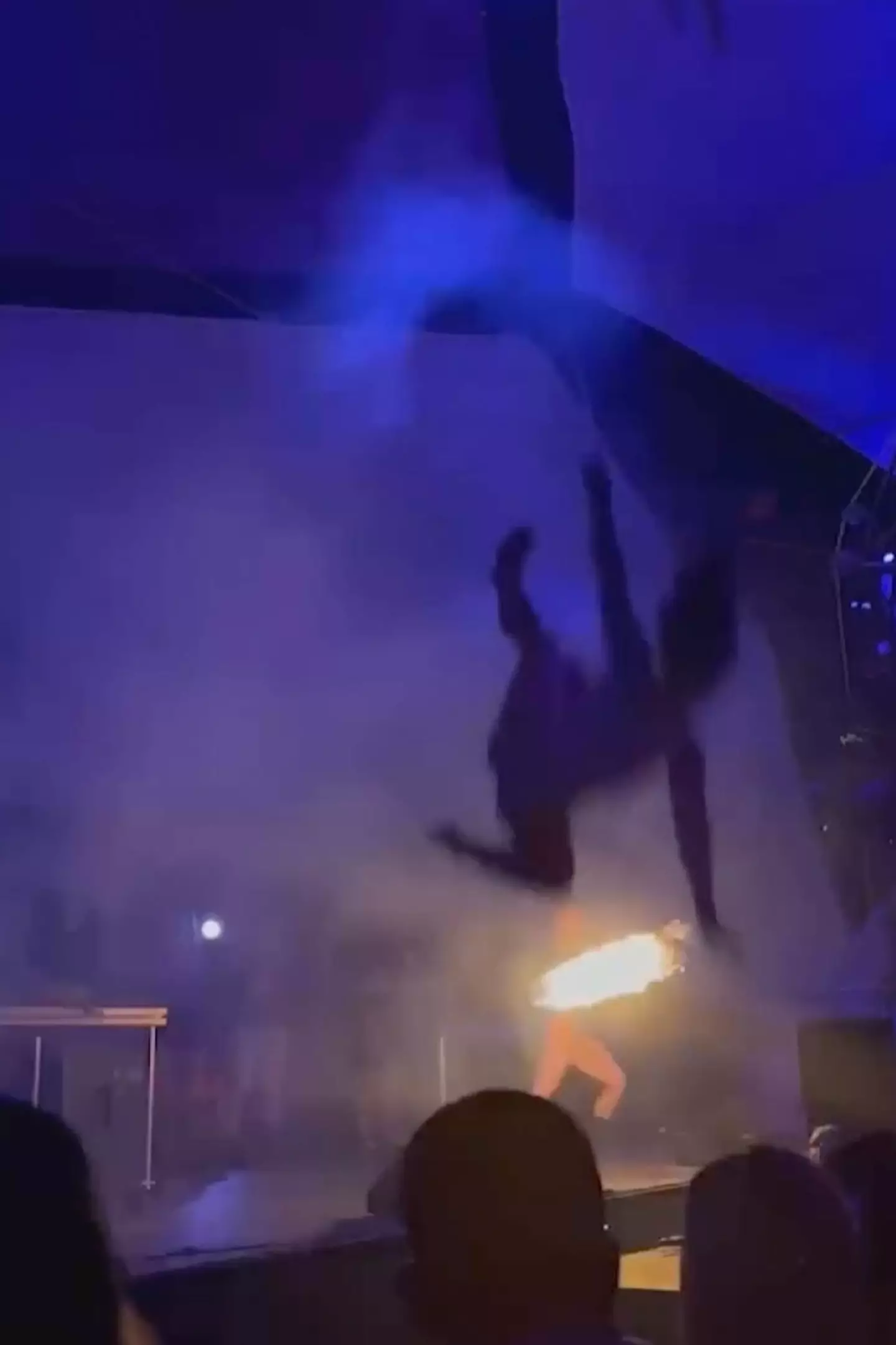A Coachella dancer fell from a height during a performance over the weekend.