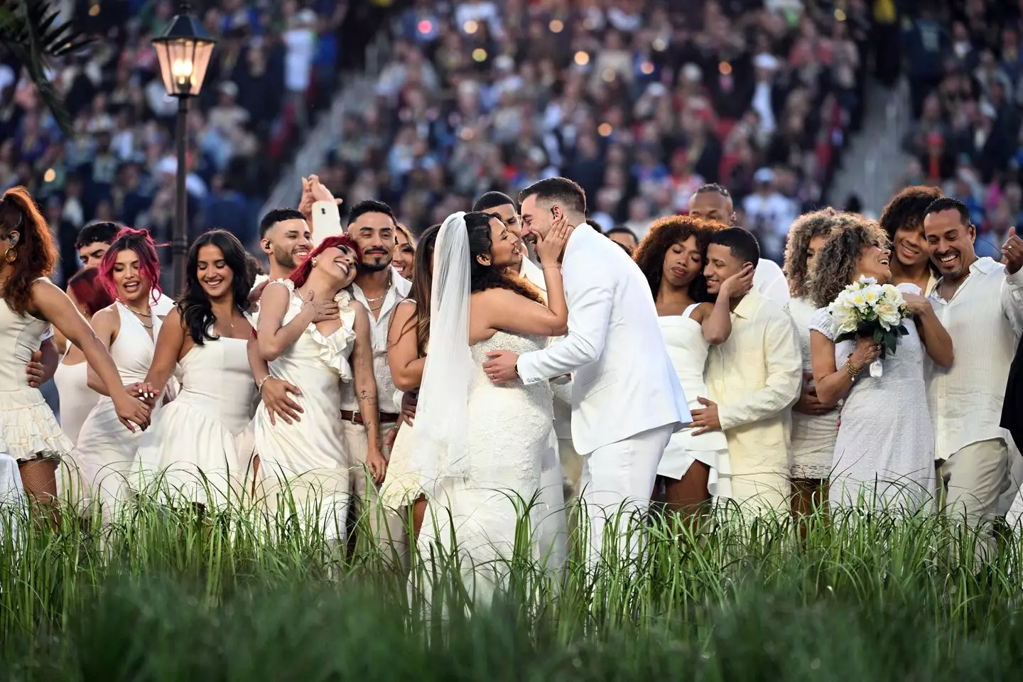 This moment was a fan favorite for viewers of Bad Bunny's halftime show (JOSH EDELSON / AFP via Getty Images)