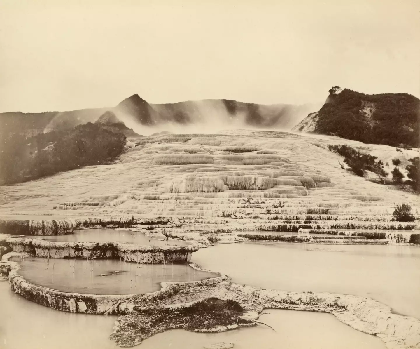 The pink and white terraces of Lake Rotomahana.