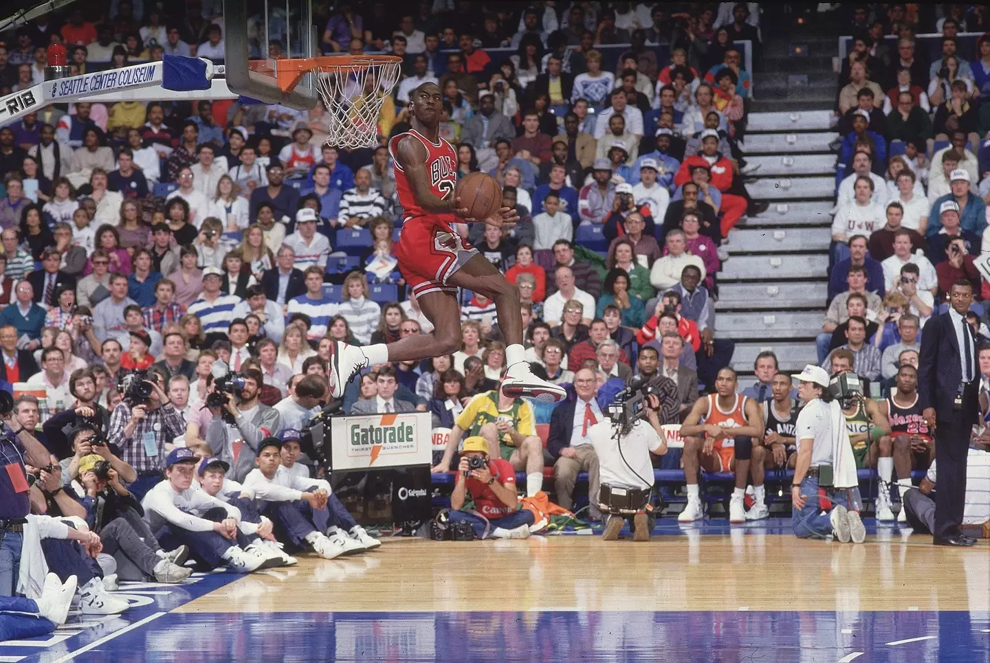 Michael Jordan in action for the Chicago Bulls. Image: Getty