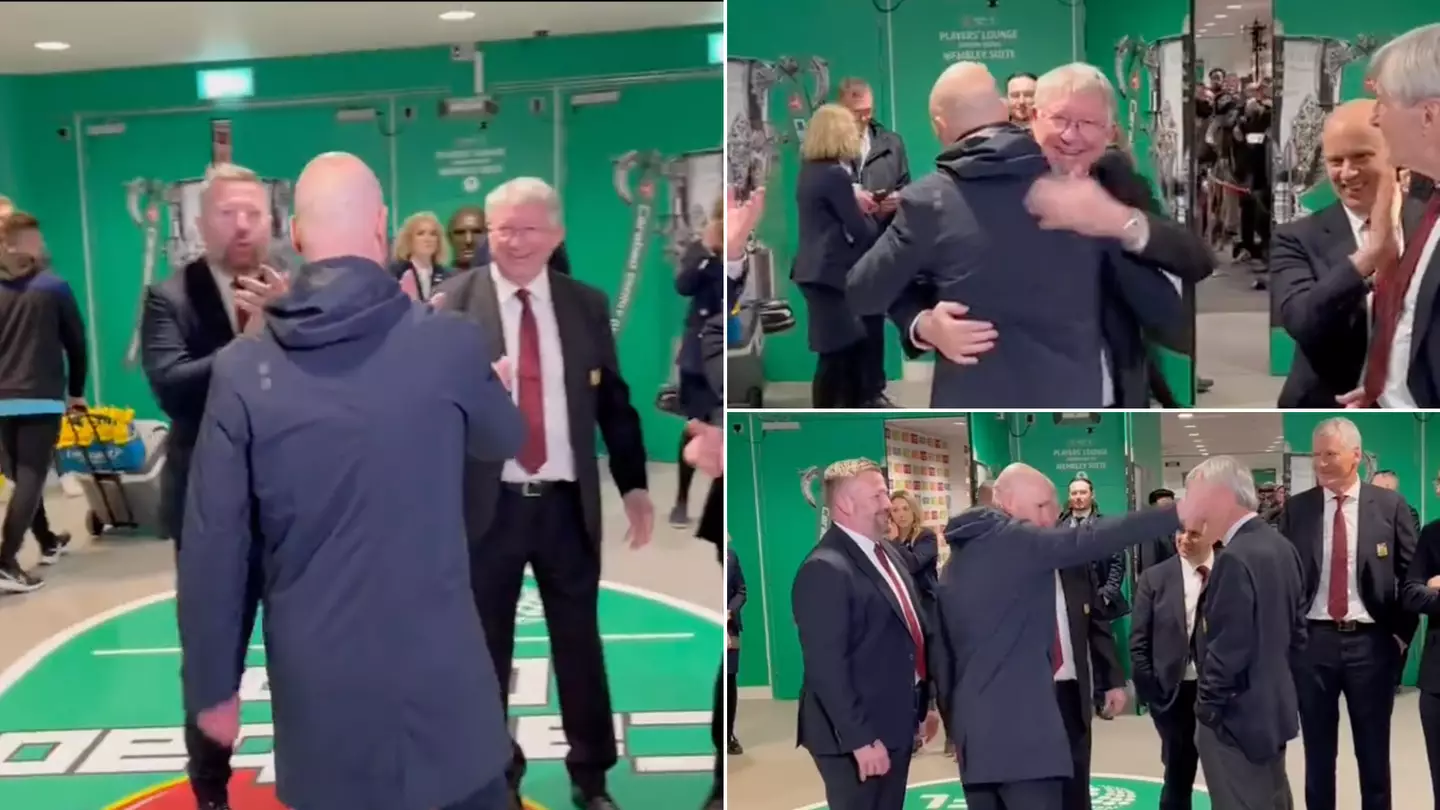 Sir Alex Ferguson waited to congratulate Erik ten Hag after he led Man United to Carabao Cup win