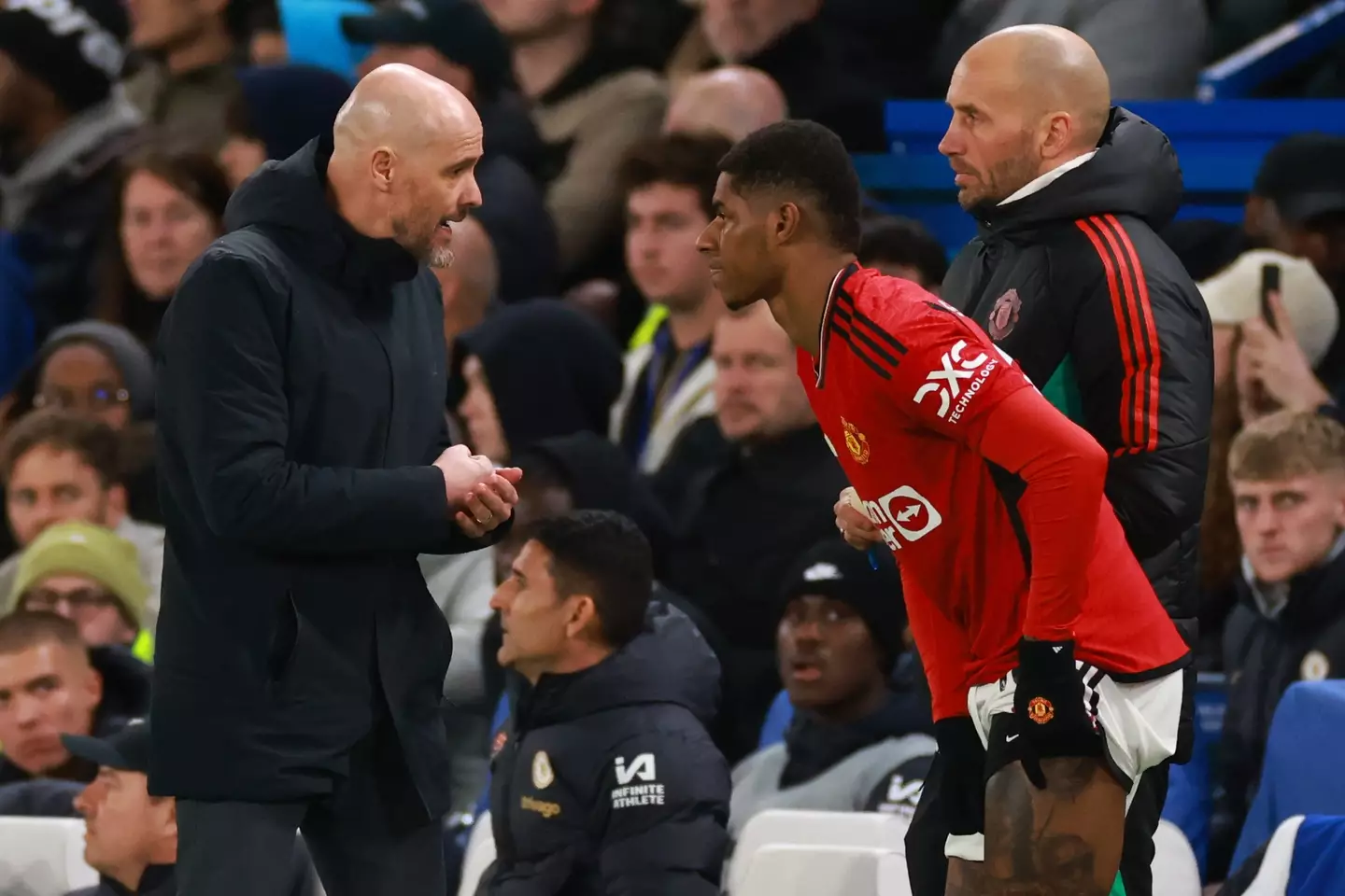 Ten Hag brought Rashford on in the second half. (
