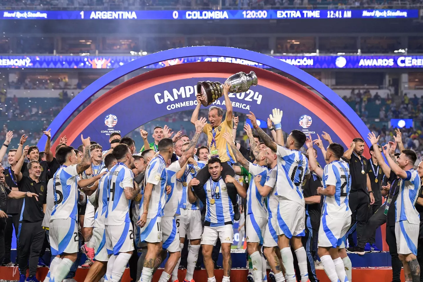 Messi won his third international trophy on Sunday (Getty)