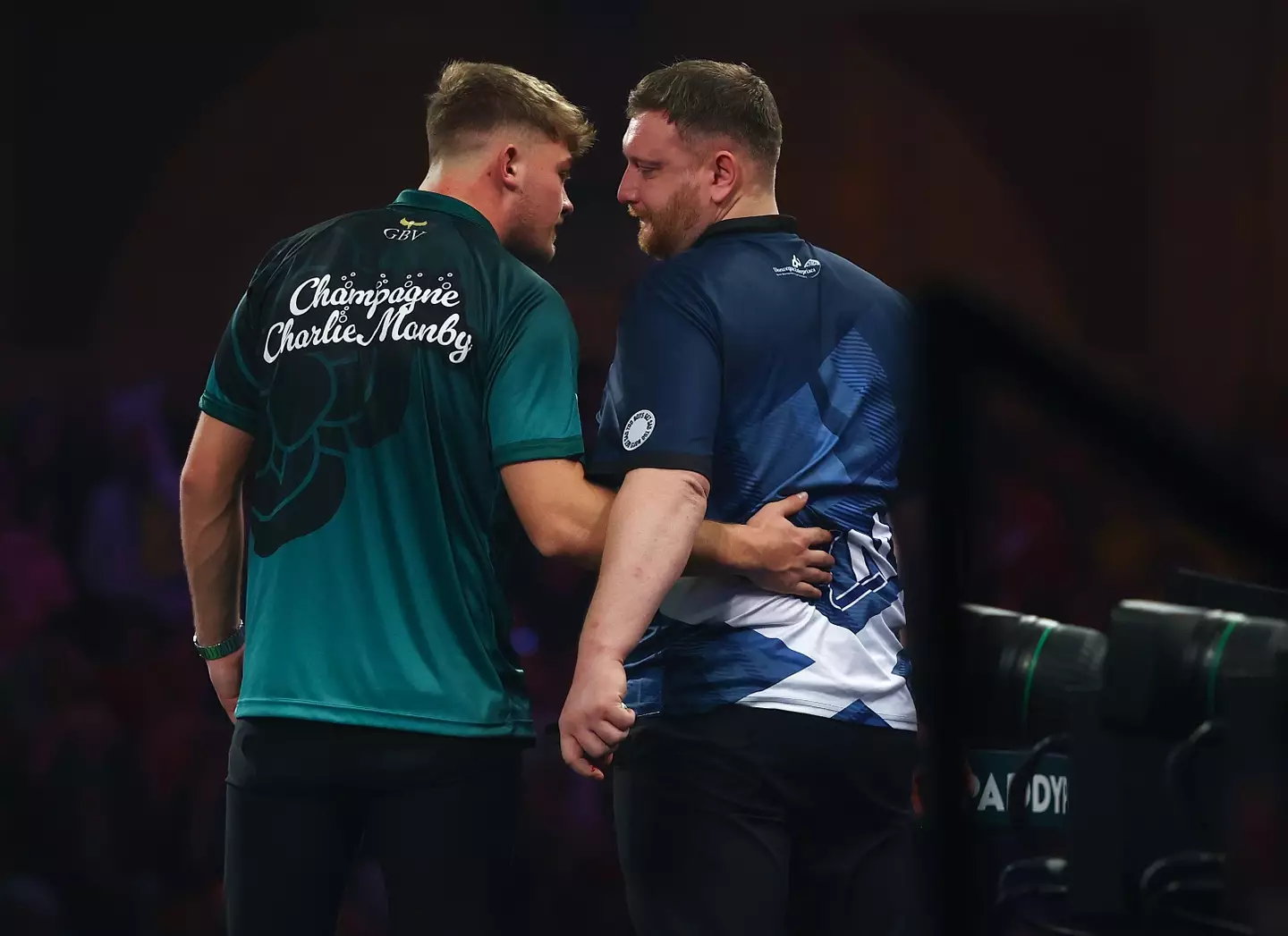 Cameron Menzies speaks to Charlie Manby after the incident. Image credit: Getty