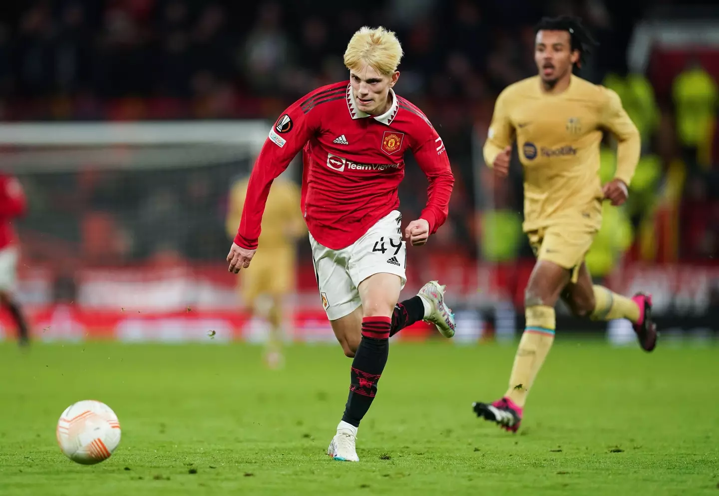 Garnacho during the game with Barcelona. Image: Alamy