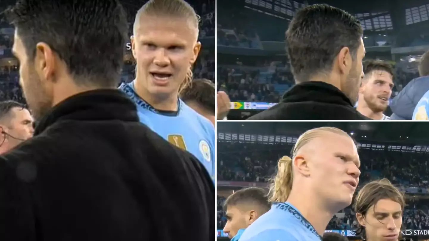Erling Haaland's two-word message to Mikel Arteta revealed in new audio as Man City star loses his head in final stages of Arsenal draw