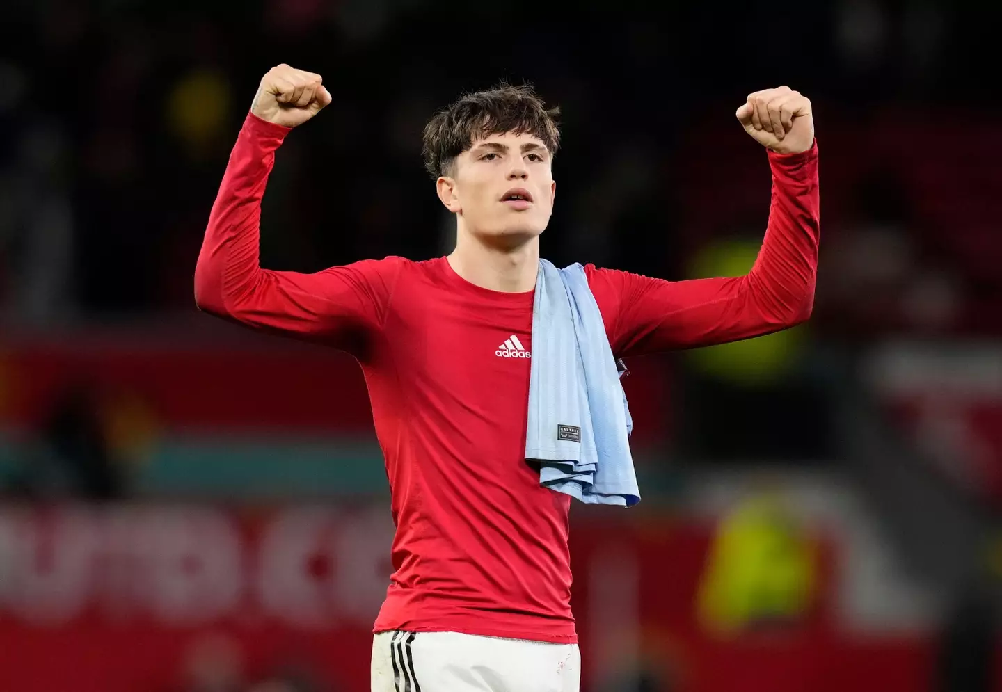 Garnacho following United's win over Villa. (Image