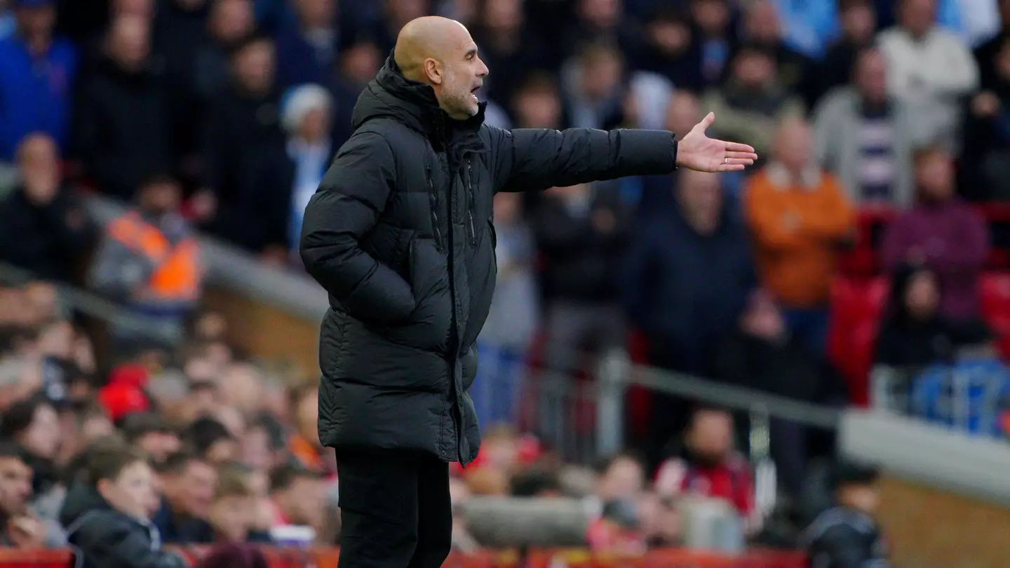 Manchester City manager Pep Guardiola on the sideline during the Premier League match at Anfield. (Alamy)