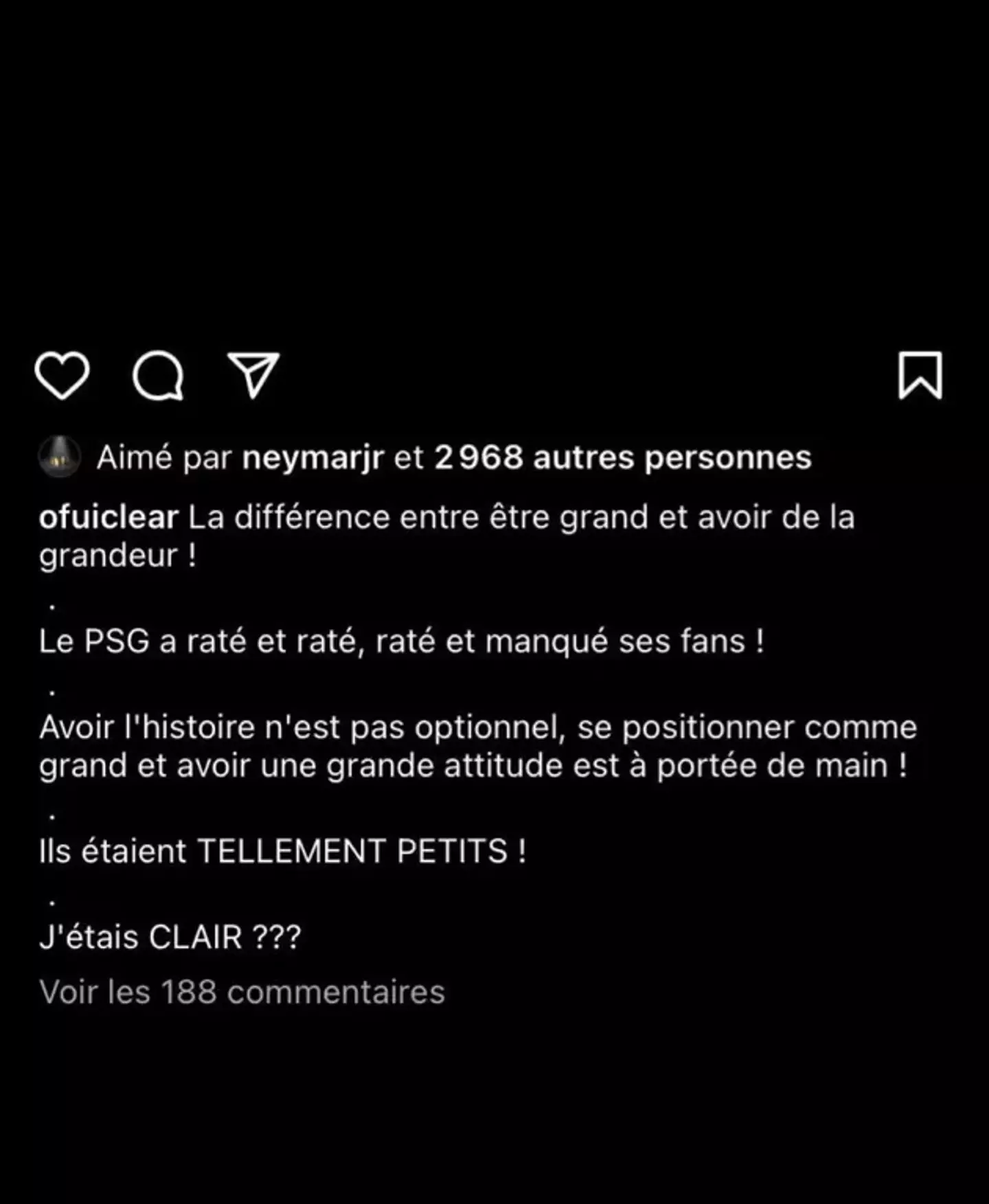 Neymar liked the post. Image: Instagram/Reddit