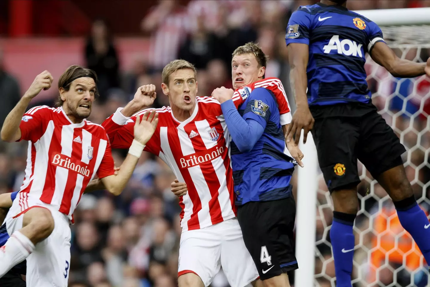 Crouch in action against Manchester United in 2011. (Image