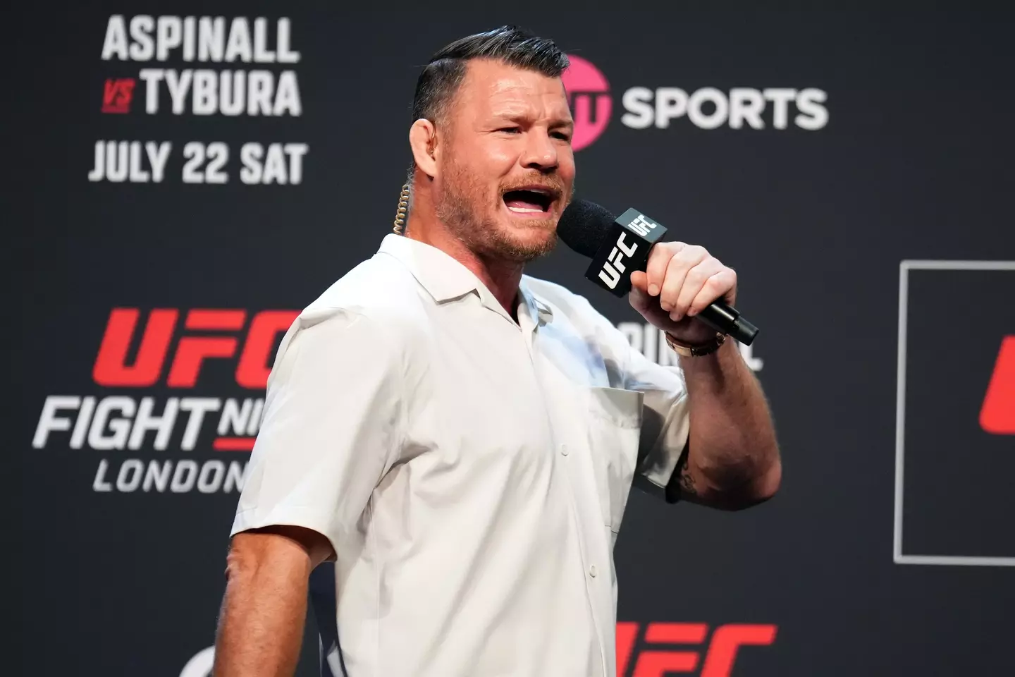 Michael Bisping during the UFC London ceremonial weigh-ins. Image: Getty