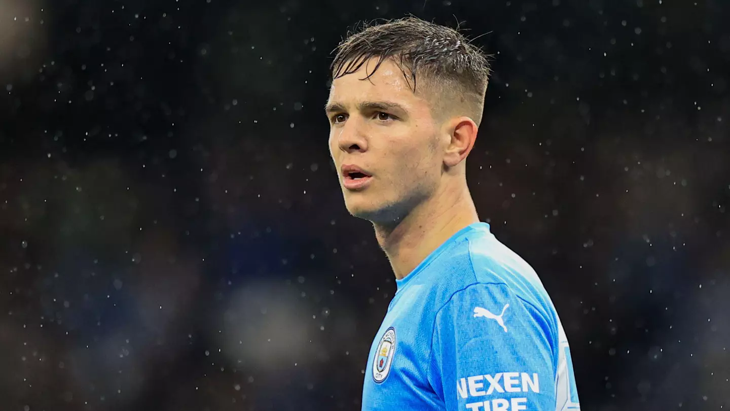 James McAtee in action for Manchester City.