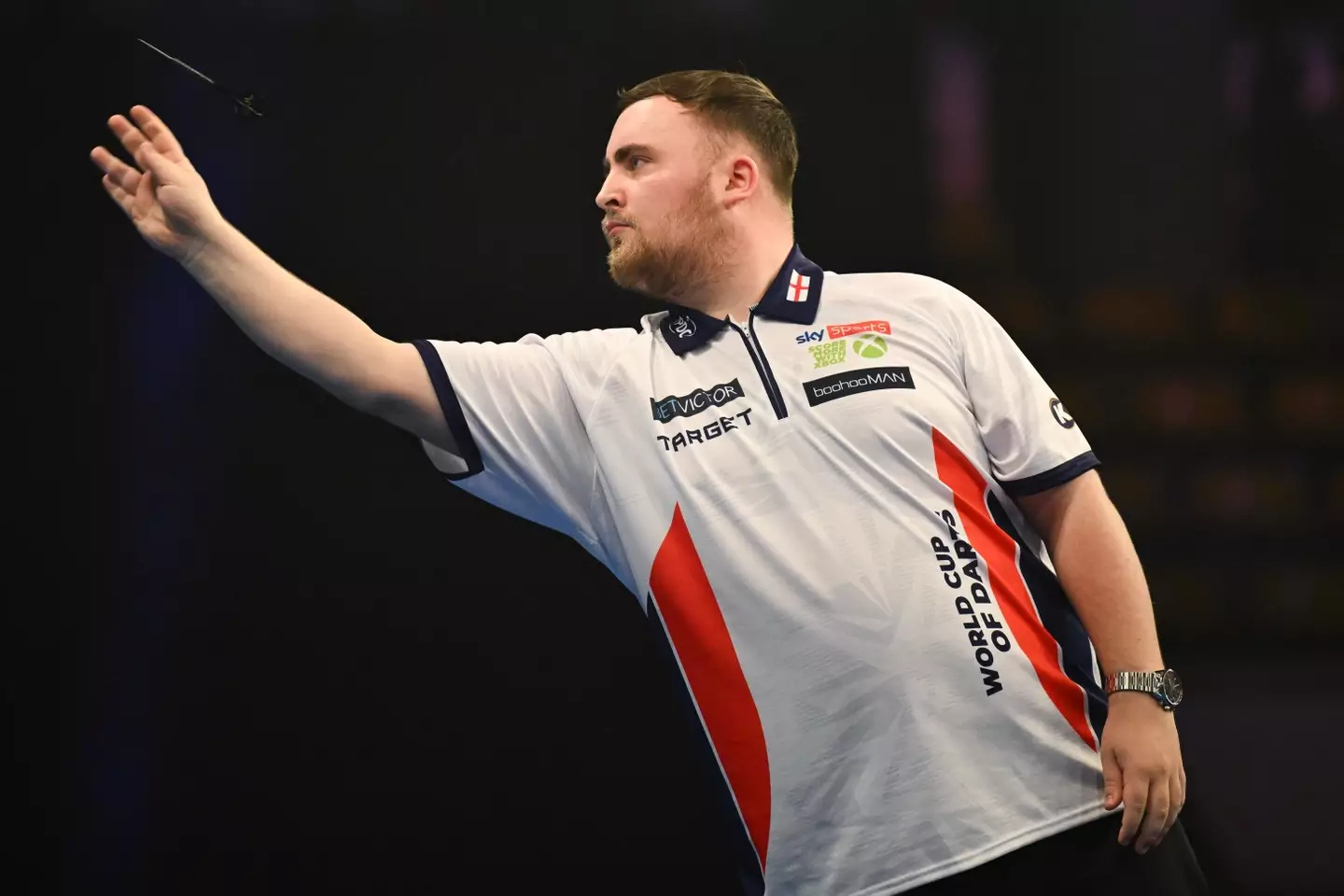 Luke Littler in action at the World Cup of Darts in Germany. Image: Getty