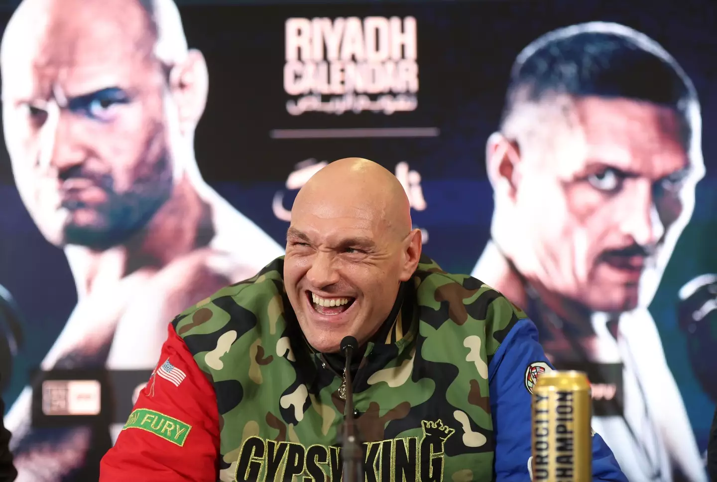 Tyson Fury during a press conference at Morecame's Mazuma Stadium. Image: Getty