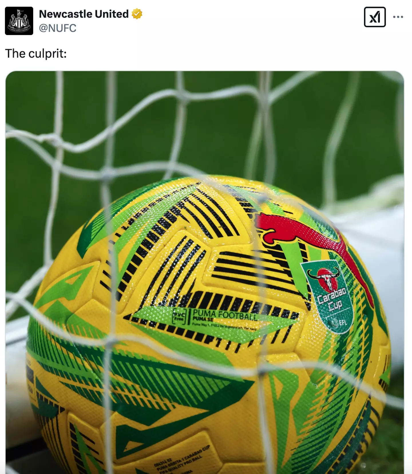 Newcastle United rinsed Arsenal on social media. Image: X/@NUFC