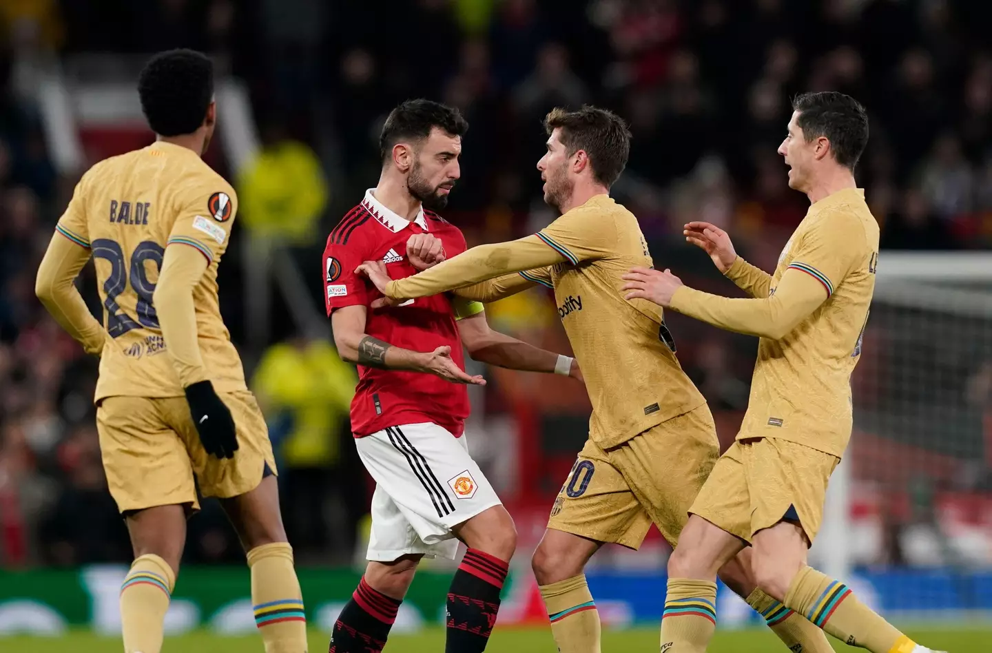 Barcelona players were not happy with Fernandes. Image: Alamy