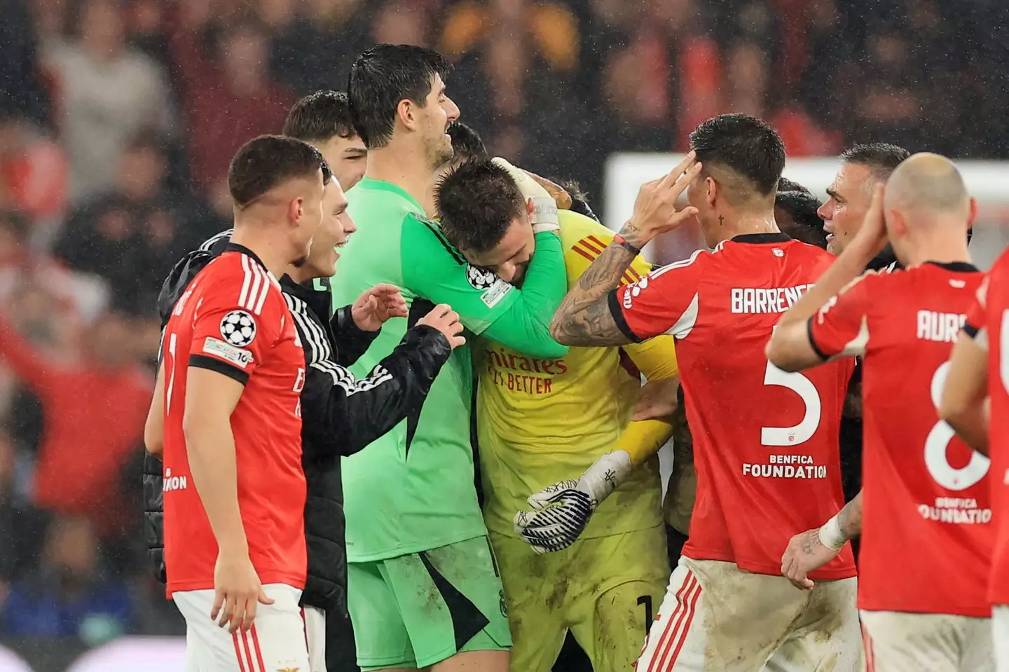 Courtois made his way over to Trubin at the full-time whistle. Image credit: Getty