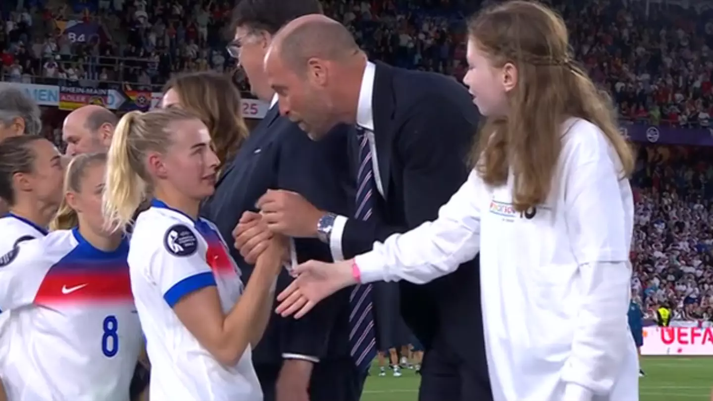 Mystery girl spotted with Prince William at Euro 2025 final and fans think they've worked out who it is