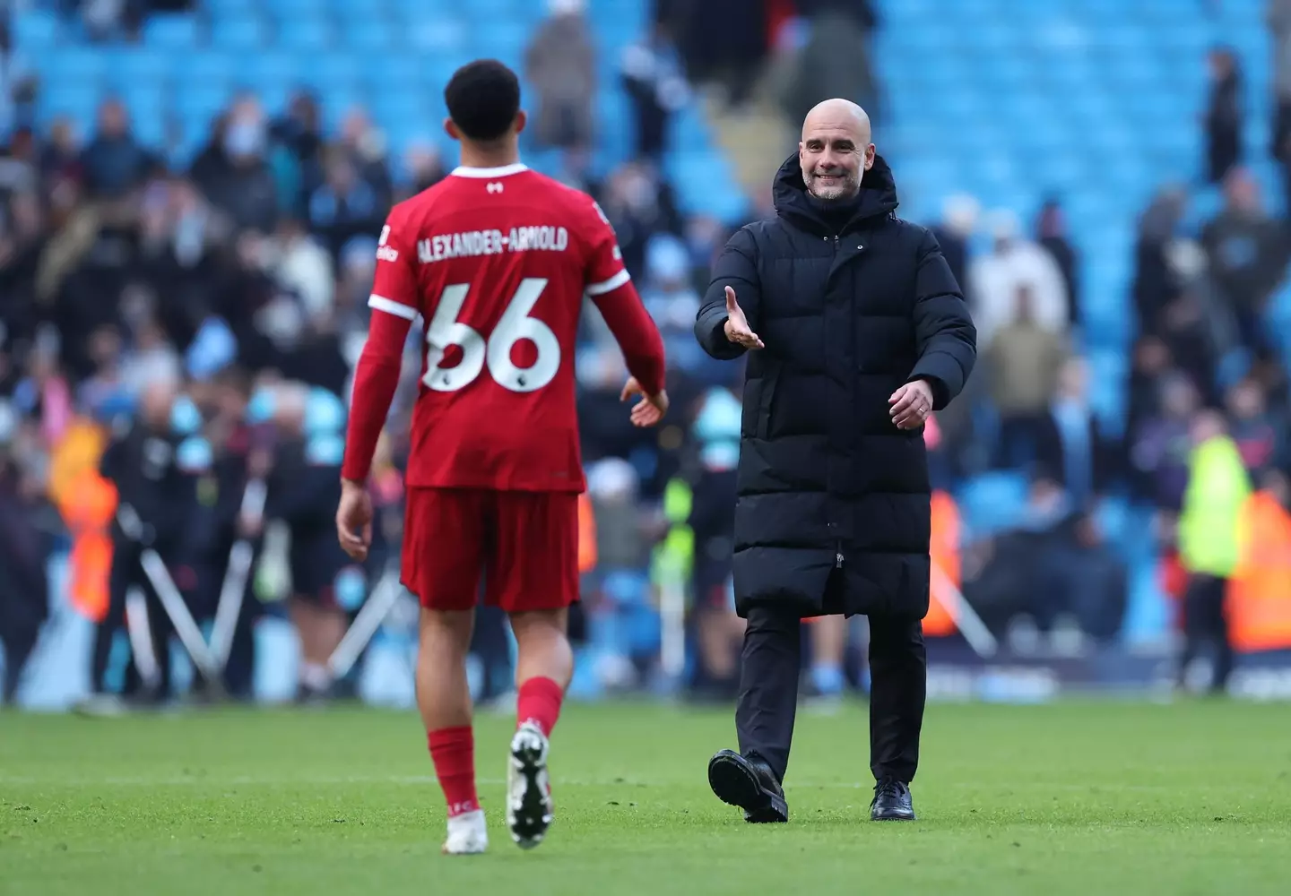 Guardiola was all smiles at the final whistle. (Image