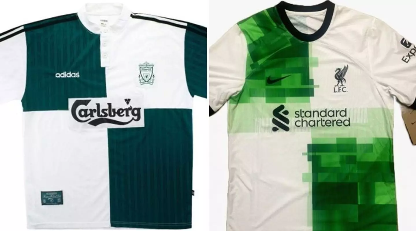 The leaked away kit is a homage to o the famous colour-blocked strip the club wore back in 1995-96 (Footyheadlines)