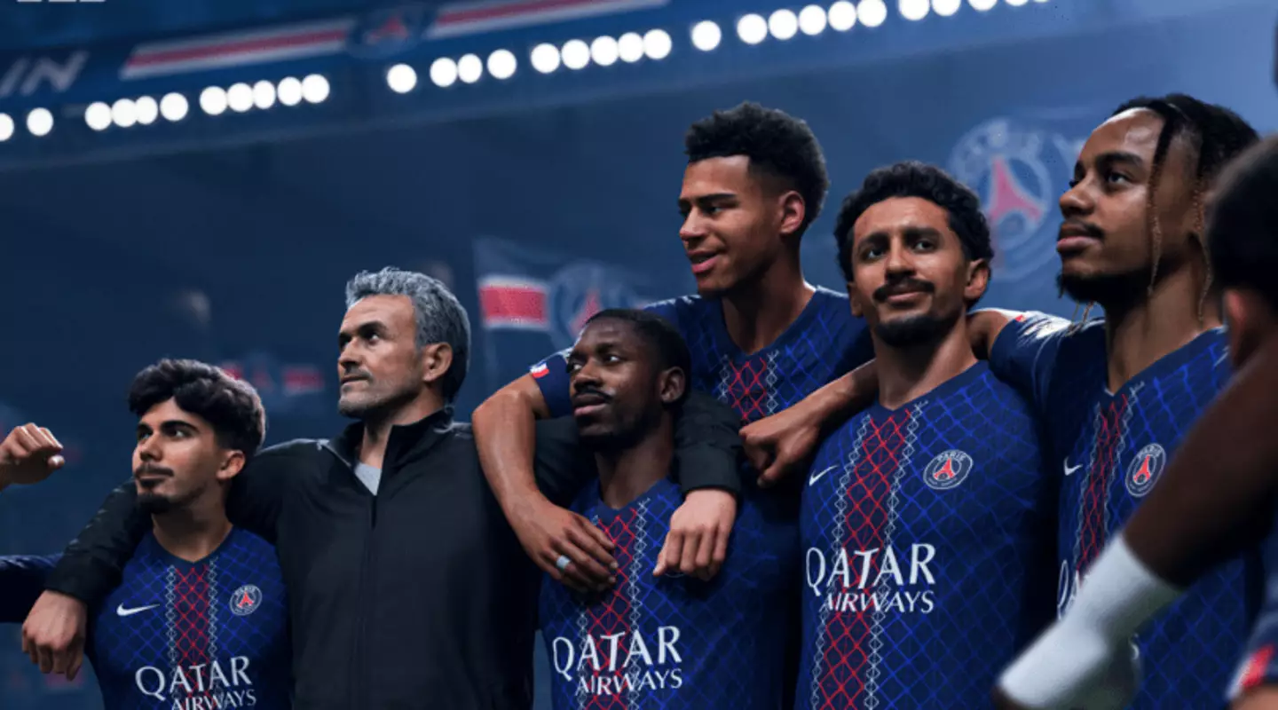Luis Enrique with his PSG team in EAFC 26