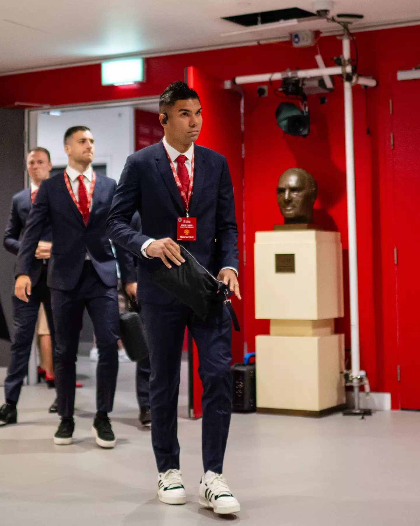 Casemiro arrives at Wembley Stadium for the FA Cup final. Image: Getty