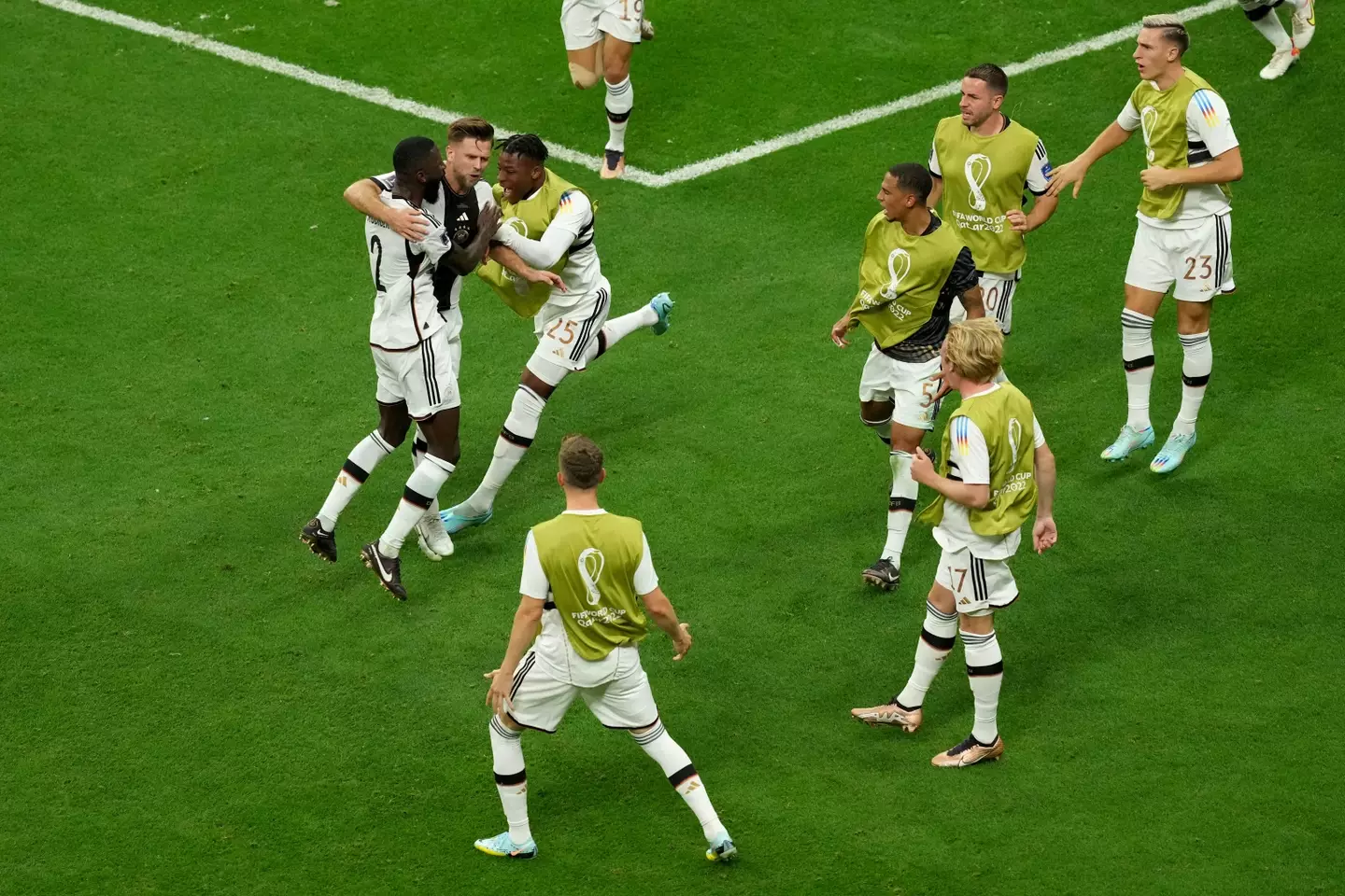 Germany players celebrate with Fullkrug. Image: Alamy