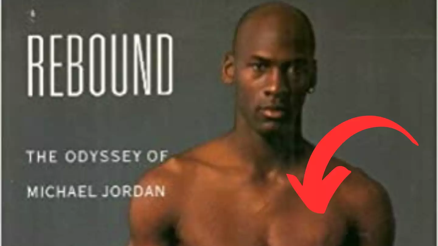 Michael Jordan’s omega horseshoe tattoo is visible on the cover of Bob Greene’s 1995 book ‘Rebound: The Odyssey of Michael Jordan.’