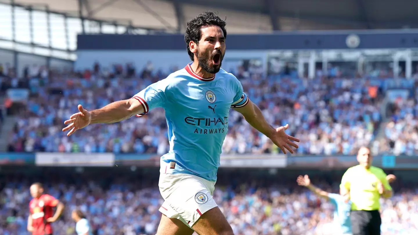 Ilkay Gundogan celebrates scoring Manchester City's opener against Bournemouth.