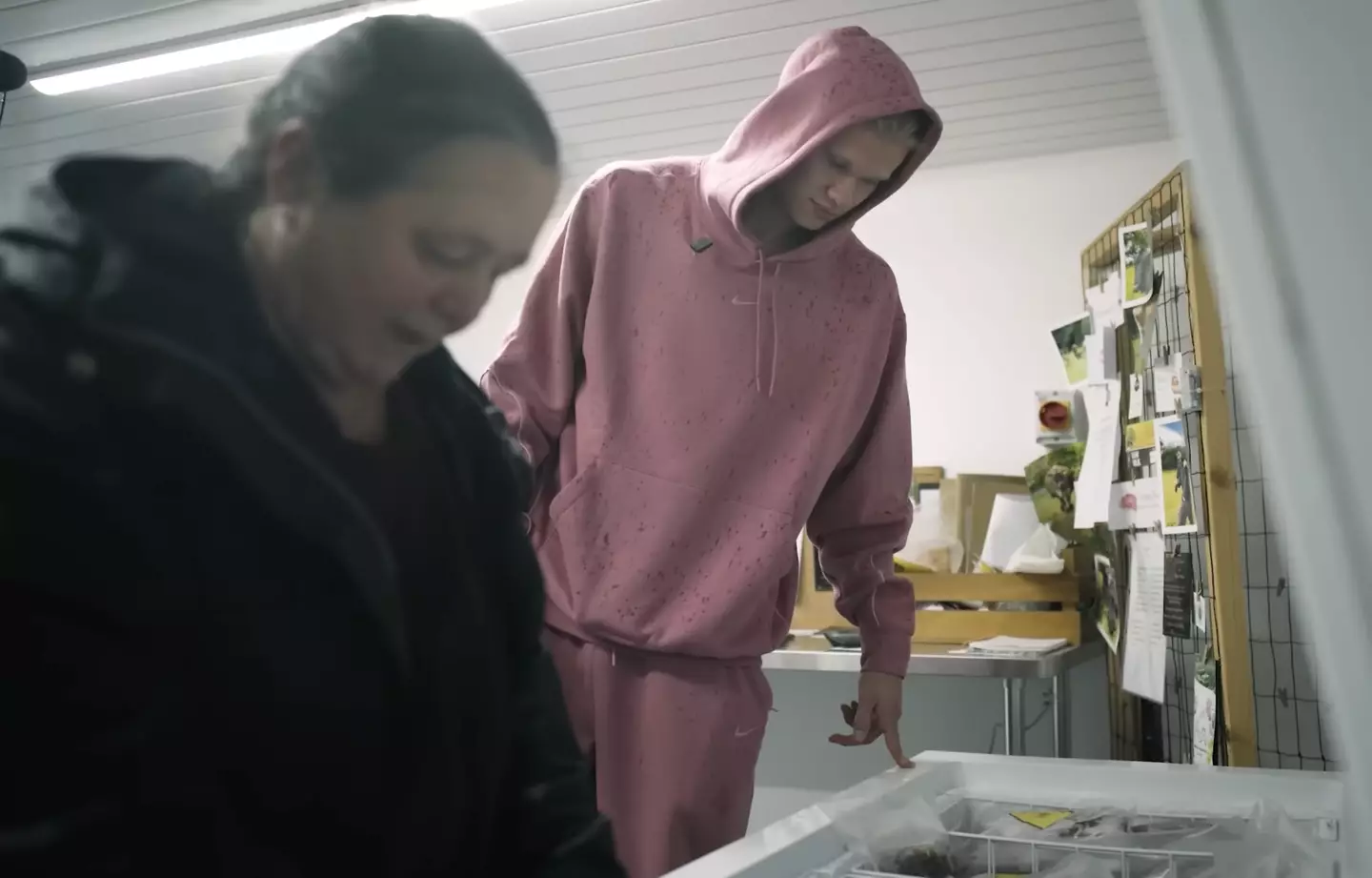 Haaland visits a local shop to buy his steak and raw milk (Image: YouTube/Erling Haaland)