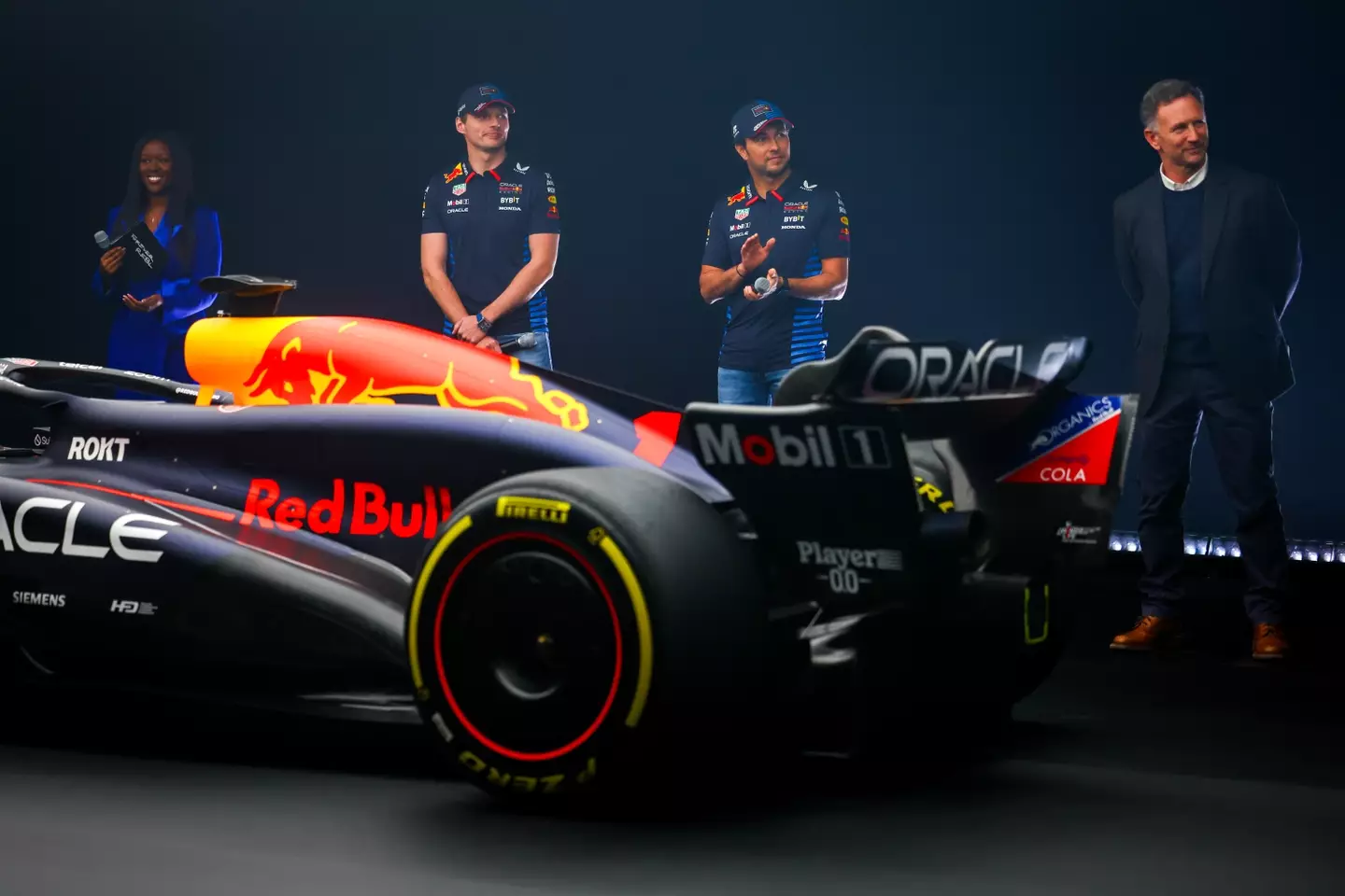 Christian Horner during the Red Bull F1 2024 car launch. Image: Getty