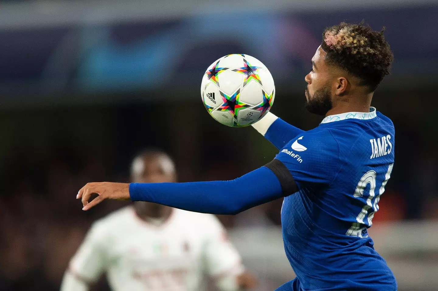 Reece James of Chelsea during the UEFA Champions League group stage match between Chelsea and AC Milan at Stamford Bridge, London (UK Sports Pics Ltd / Alamy Stock Photo)