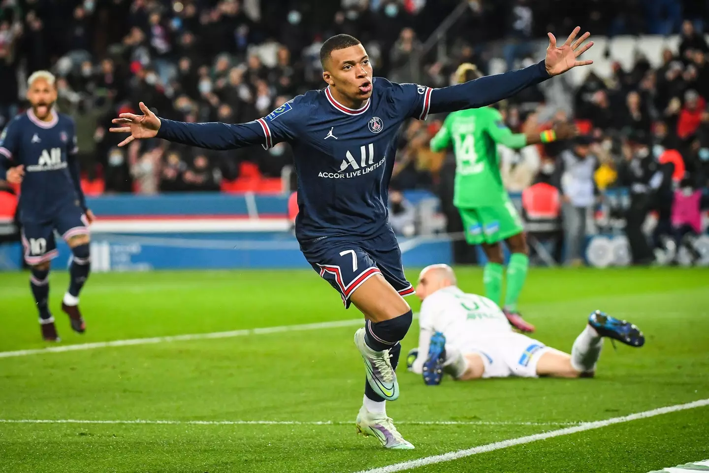 Mbappe is now joint-second on PSG's all-time top scorers list (Image: PA)