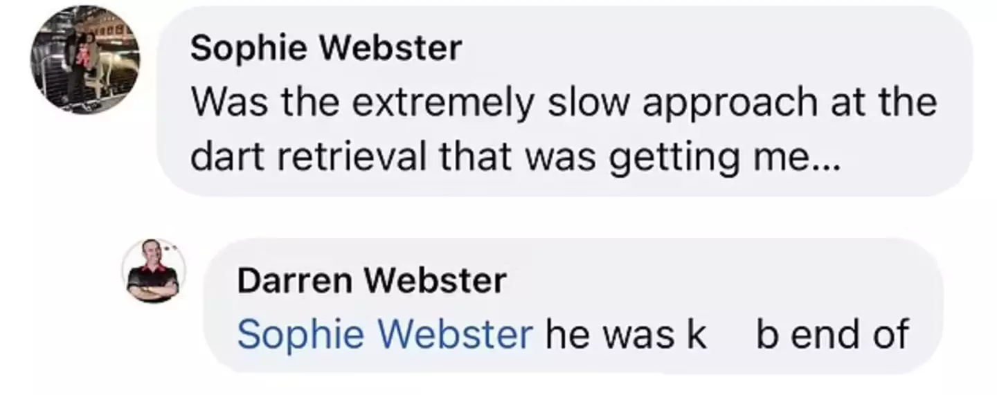 Webster's follow-up comment. (Image