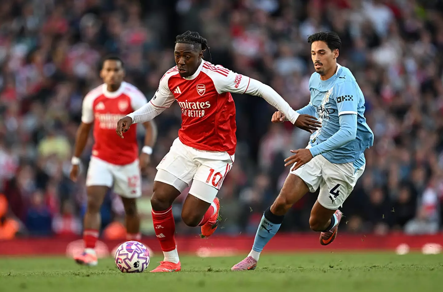 Eberechi Eze replaced Mikel Merino at half-time. (Image: David Price/Arsenal FC via Getty Images)