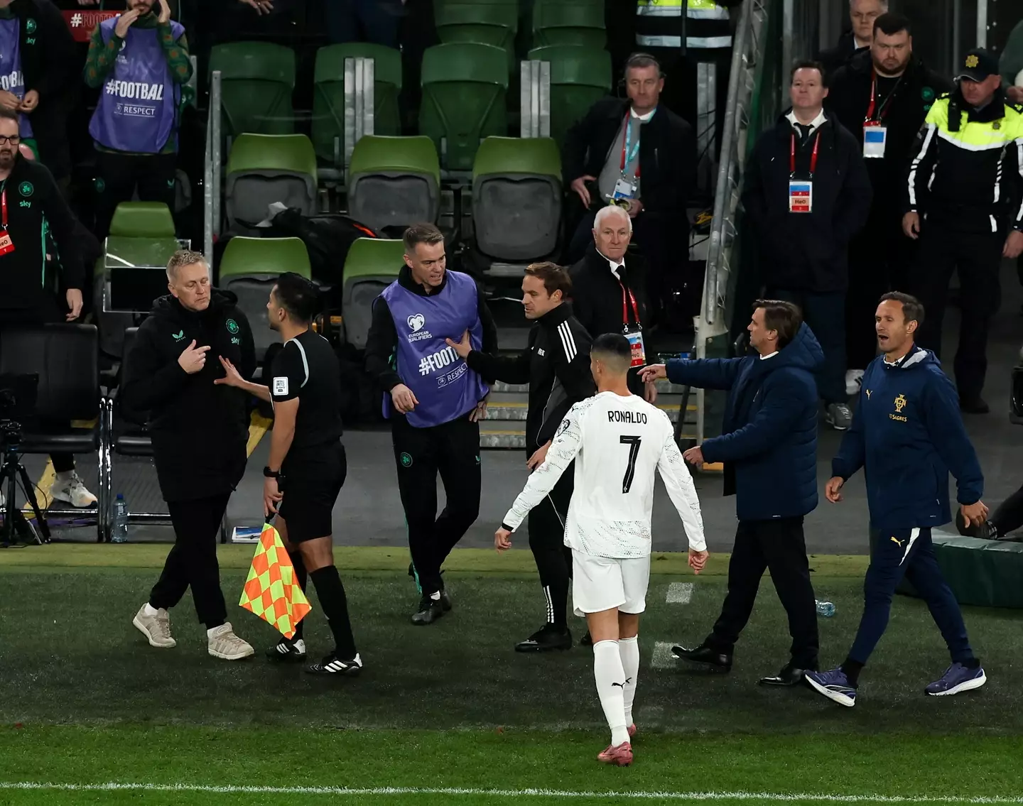 Ronaldo received the first red card in his international career. Image: Getty