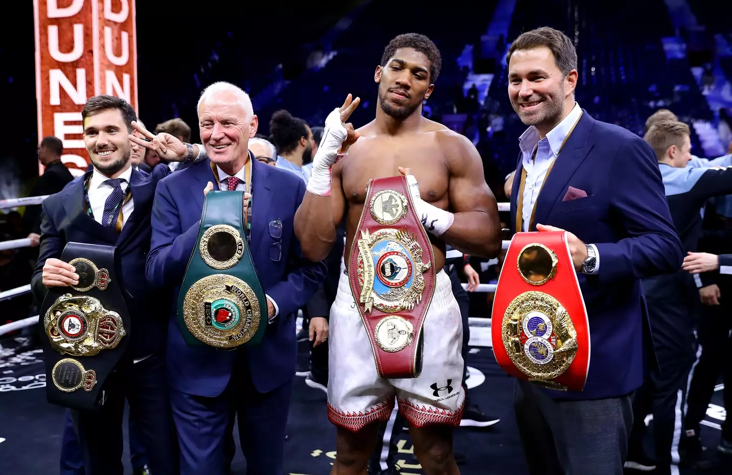 Anthony Joshua has been with Eddie Hearn since he turned professional in 2013. Image: Getty