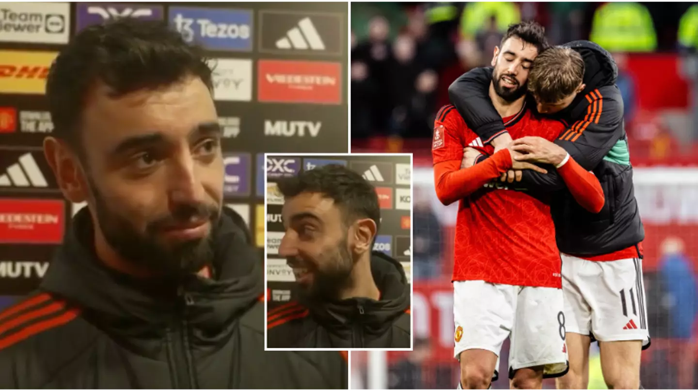 Bruno Fernandes gets emotional after reporter praises him for his dedication to Man Utd 