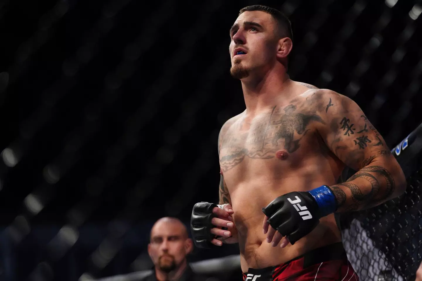 Tom Aspinall during his bout against Curtis Blaydes. Image: Alamy