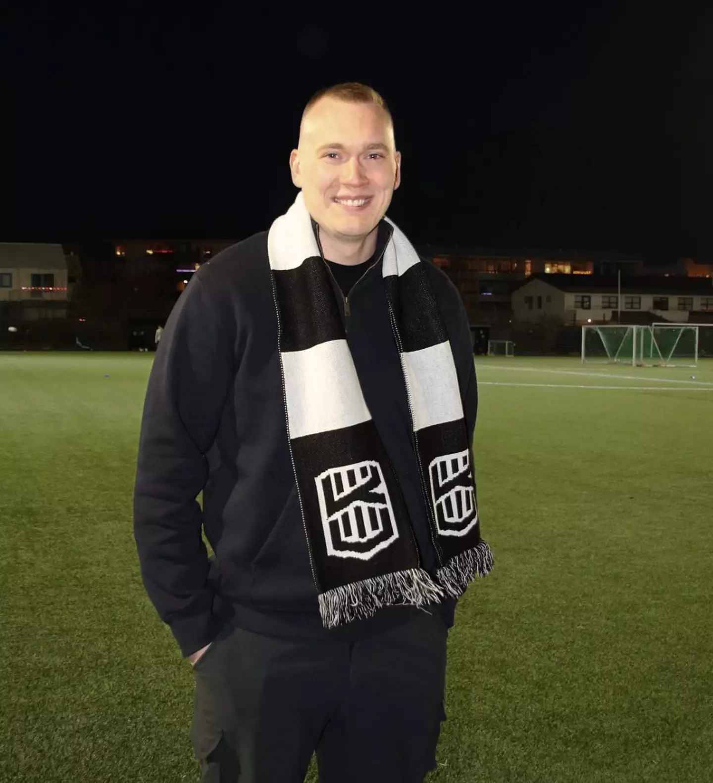 Orri wearing the black and white of Icelandic side Knattspyrnufelag Vesturbæjar. Image credit: X/@KVfotbolti