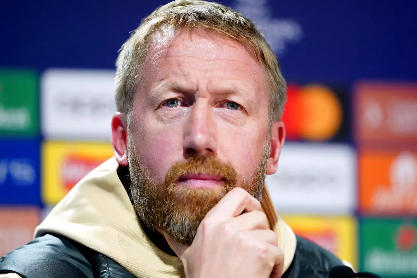 Graham Potter during a press conference at Stamford Bridge. (Alamy)
