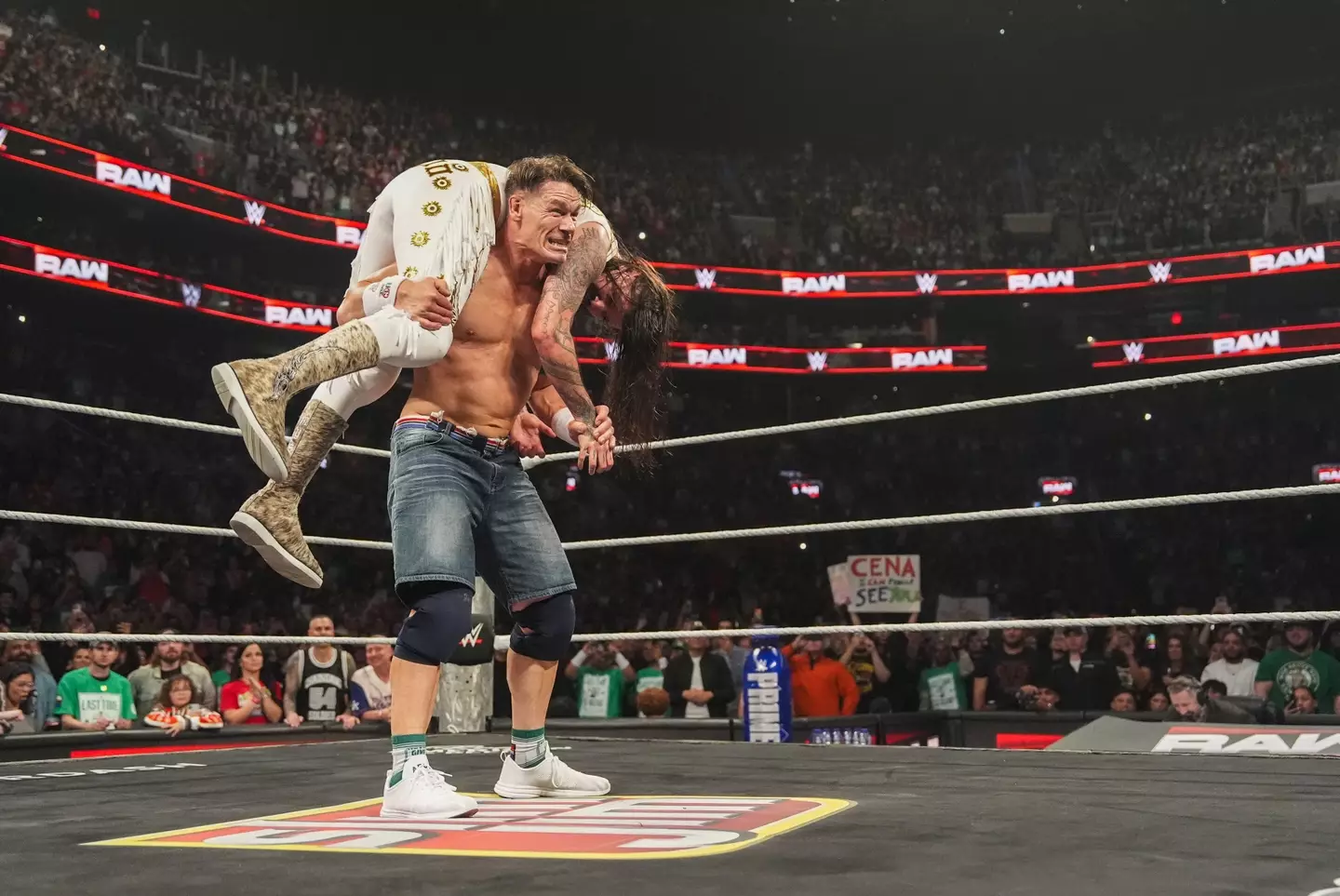 Cena knocked off Dominik Mysterio to become Intercontinental Champion for the first time. Image: Getty