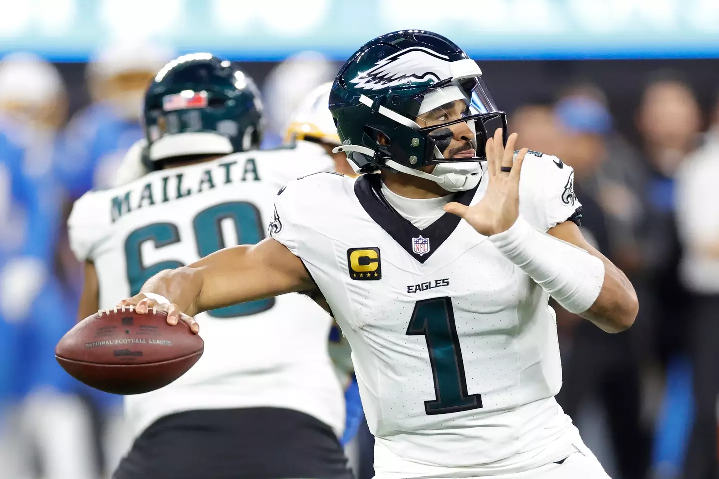 Jalen Hurts struggled against the Chargers (Image: Getty)