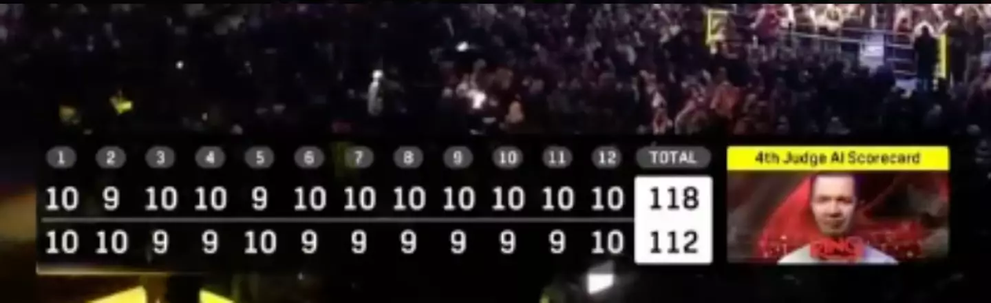 The AI scorecard gave 10 ten-point rounds to Usyk (Image: Twitter)